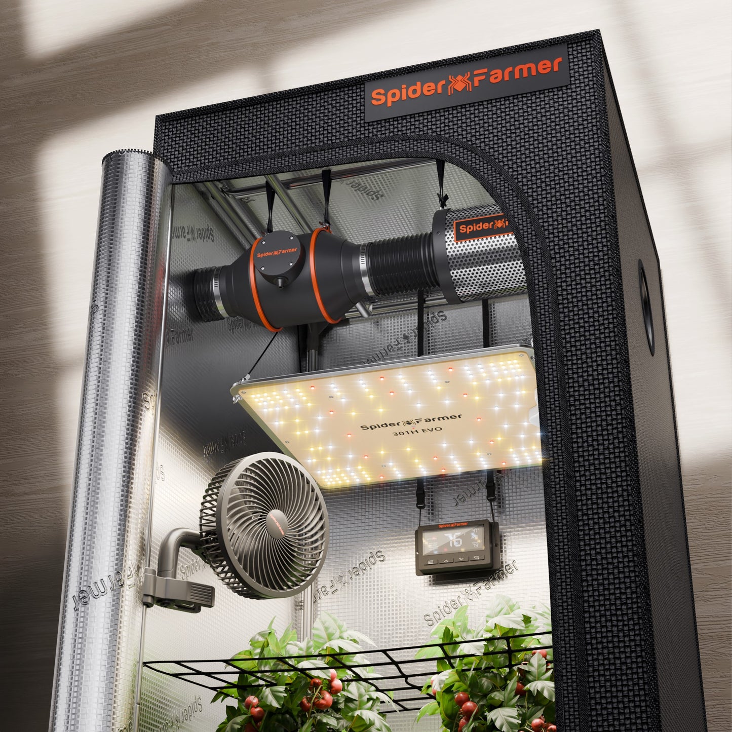 Spider Farmer Growzelt Komplett-Set 70x70x160cm SF1000 LED Indoor Growing Belüftung Controller