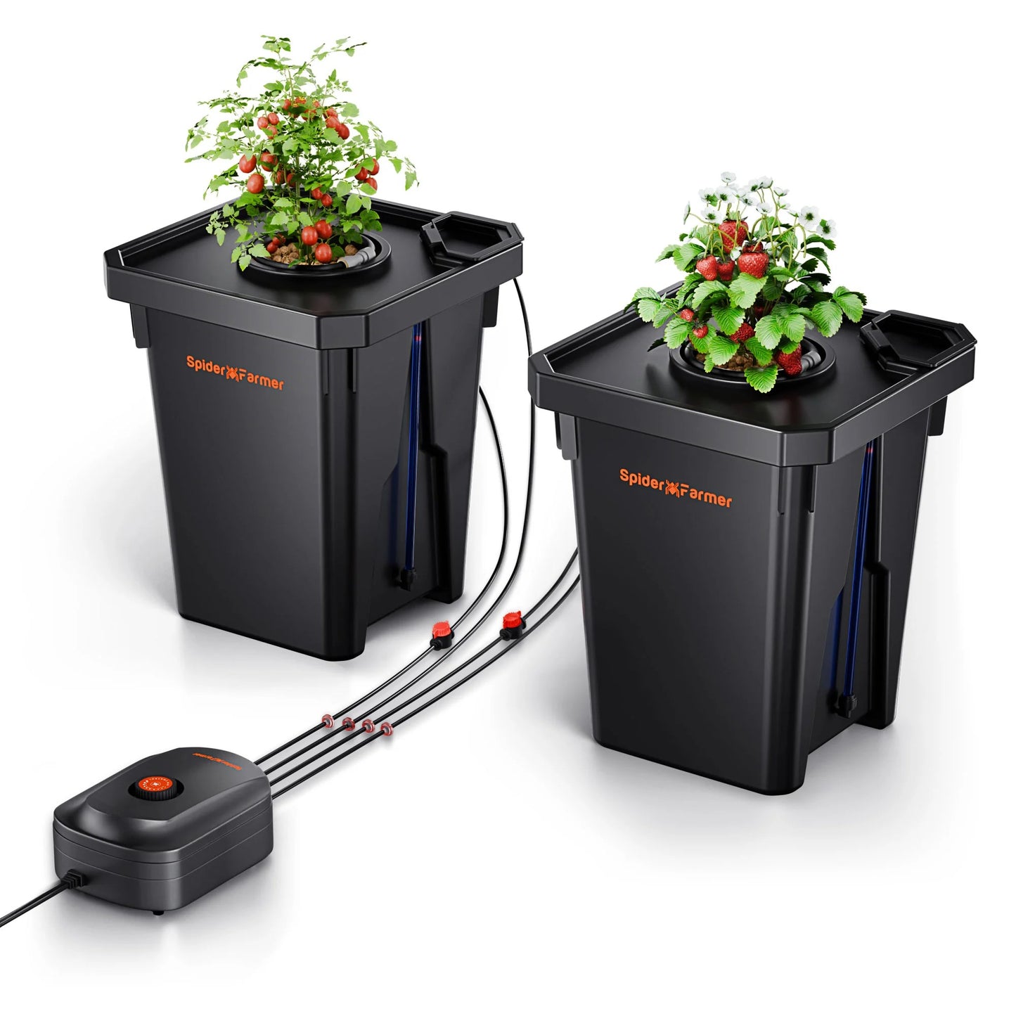 Spider Farmer DWC-Tiefwasserkultur Hydroponik System mit Top-Drip-Kit, 2x7 Gallonen DWC, 2 Eimer