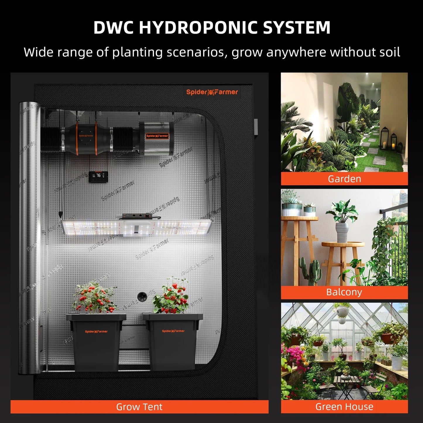 Spider Farmer DWC-Tiefwasserkultur Hydroponik System mit Top-Drip-Kit, 2x7 Gallonen DWC, 2 Eimer