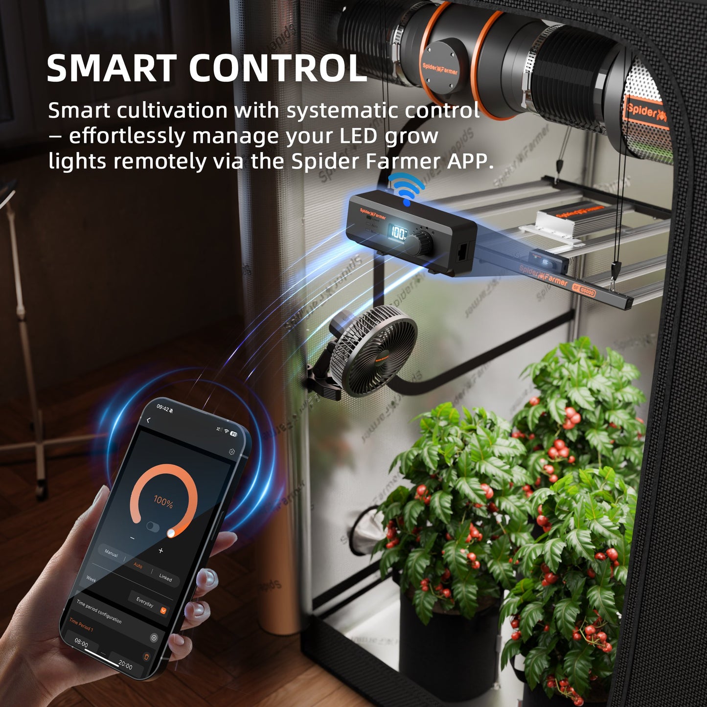 WiFi und Bluetooth Steuerungseinheit der Spider Farmer G4500 Wachstumslampe für App-Kontrolle