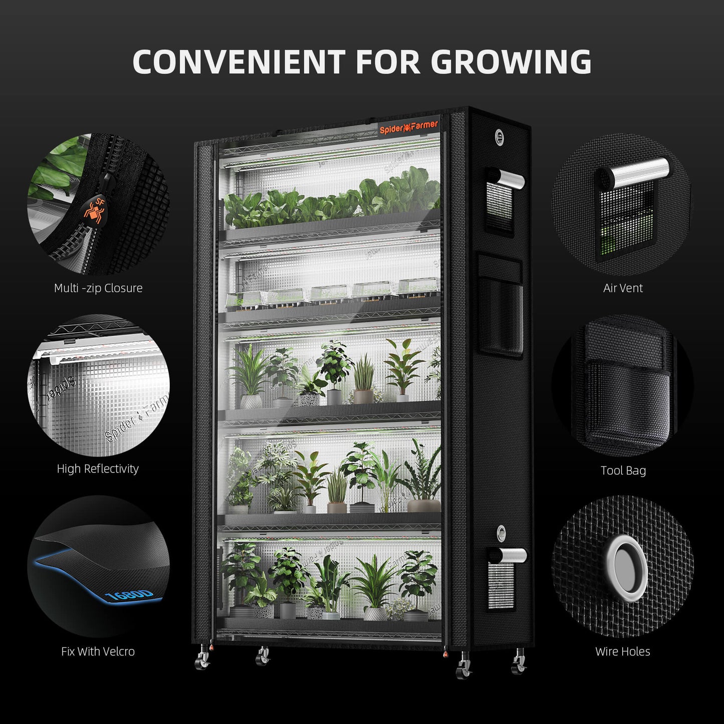 Spider Farmer Anzuchtregal Komponenten 10 LED Lichtleisten Drahtgeflecht wasserdichte Matten