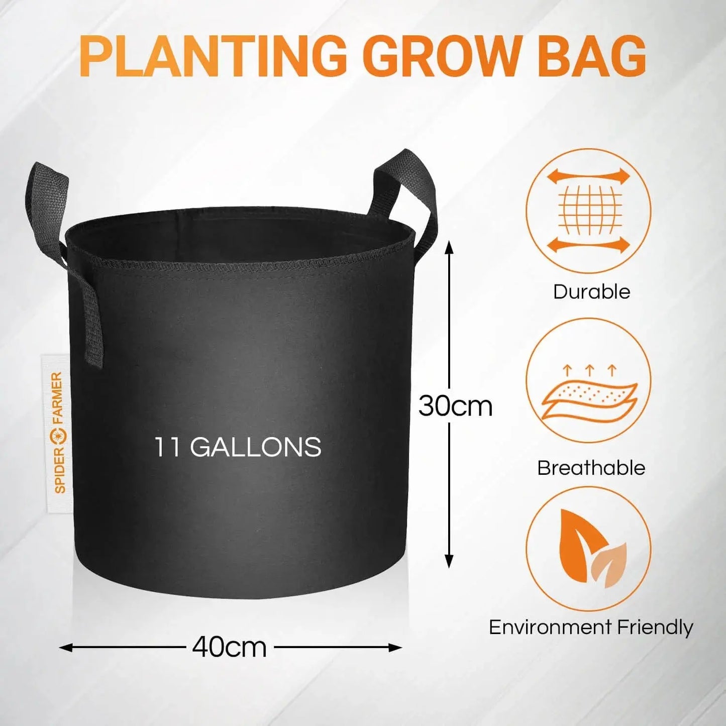 Spider Farmer 32L Grow-Bags Größenvergleich - 11 Gallonen für große Pflanzen und maximalen Ertrag