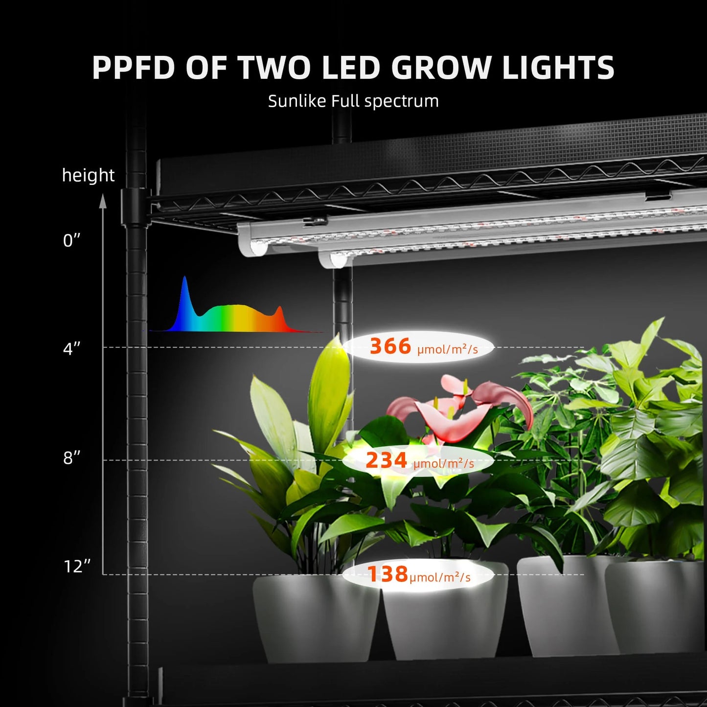 Cultivation & plant shelf 3 levels combo