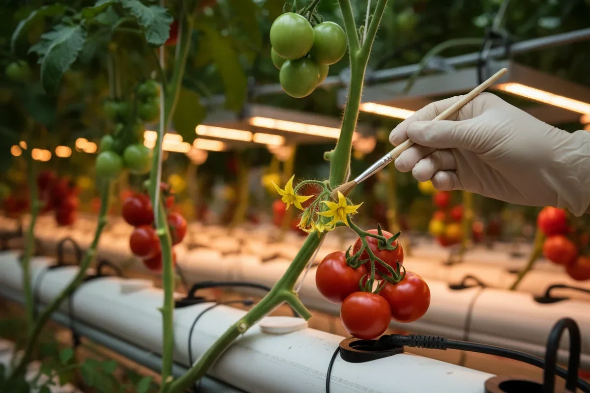 Bestäubung von Tomatenblüten im Indoor-Anbau