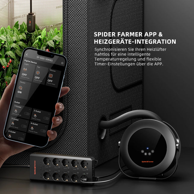 "Spider Farmer App Interface für 540W Smart Heizer Fernsteuerung"
