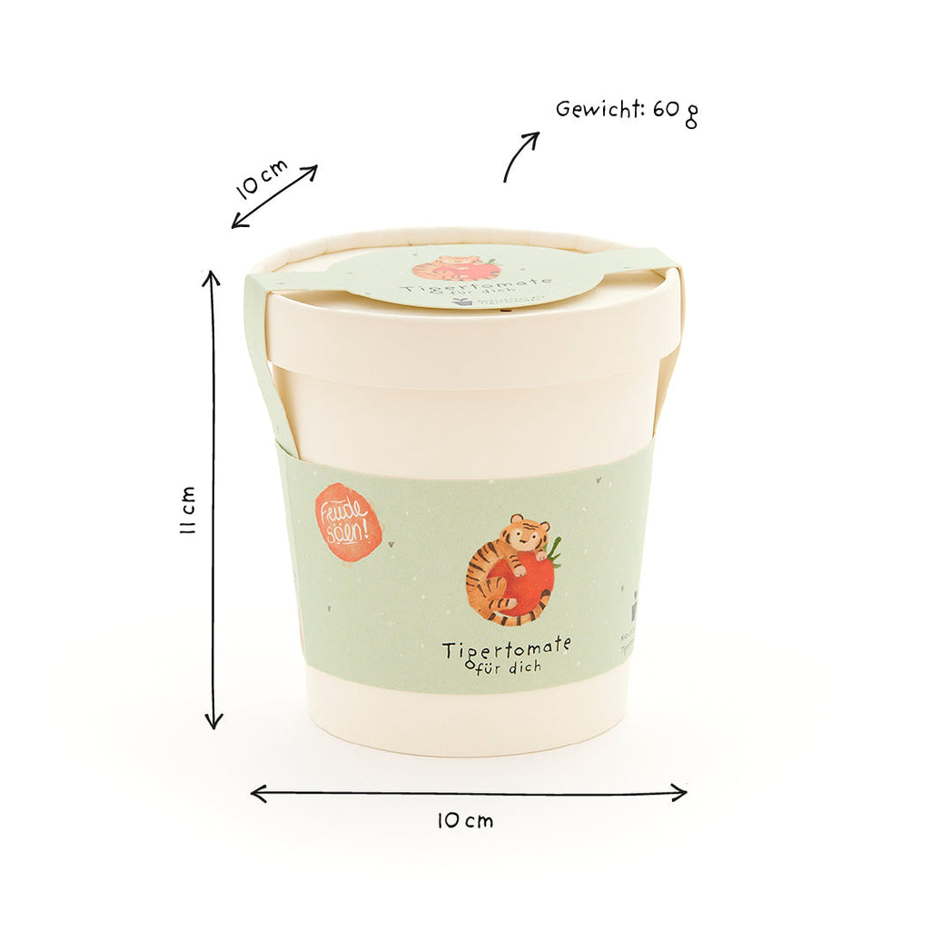 Tigertomate - Becher Anzuchtset Maße & Gewicht
