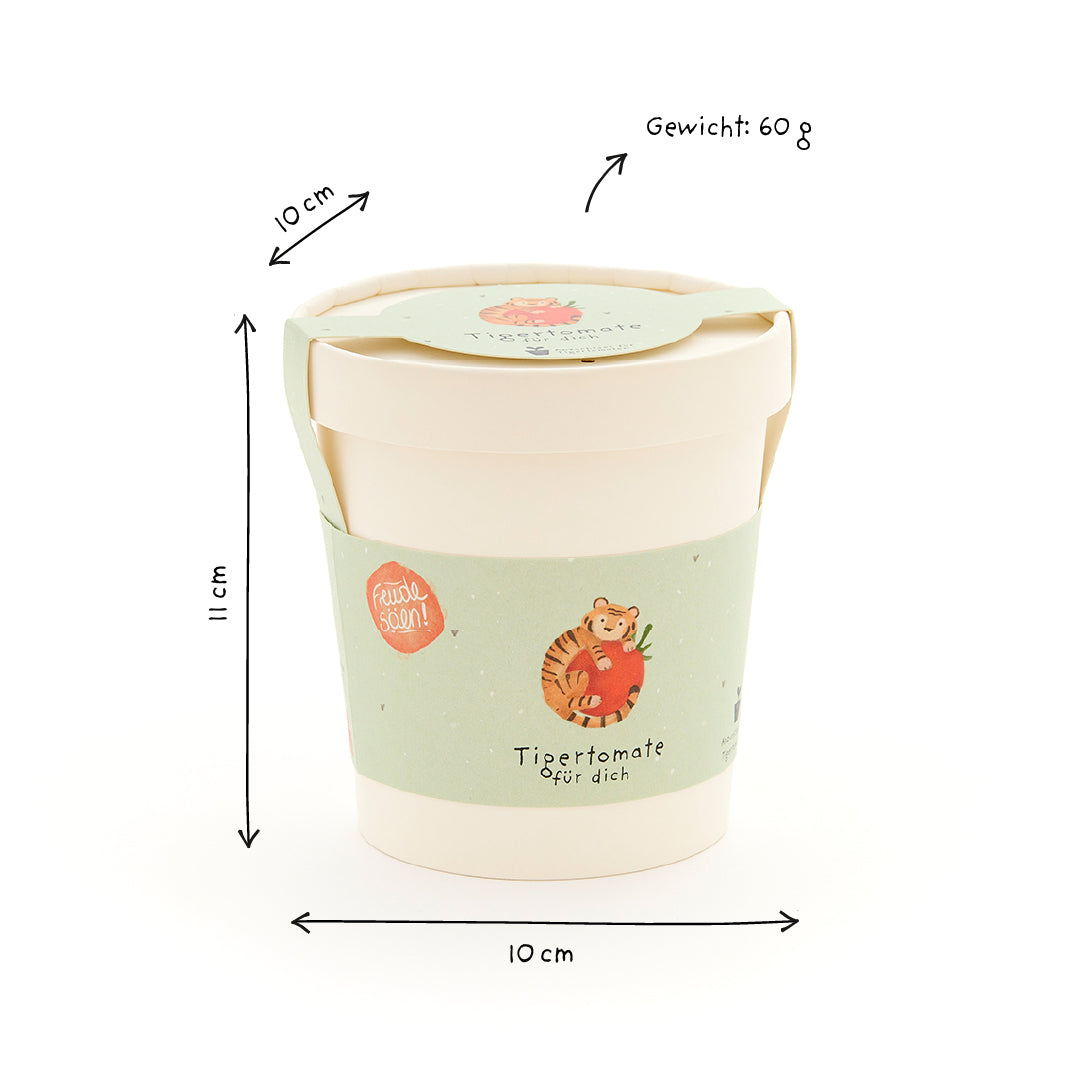 Tigertomate - Becher Anzuchtset Maße & Gewicht