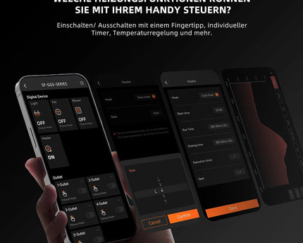 "Spider Farmer App Interface für 540W Smart Heizer Fernsteuerung"