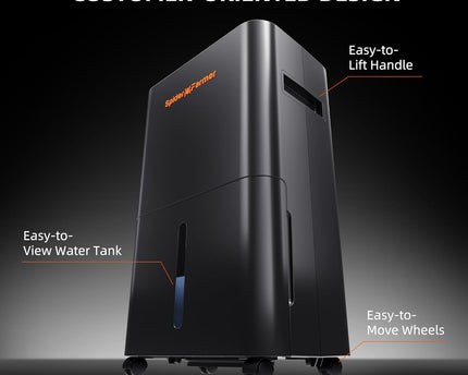 Spider Farmer Luftentfeuchter 12L Seitenansicht - Kompressor-Technologie und Wassertank