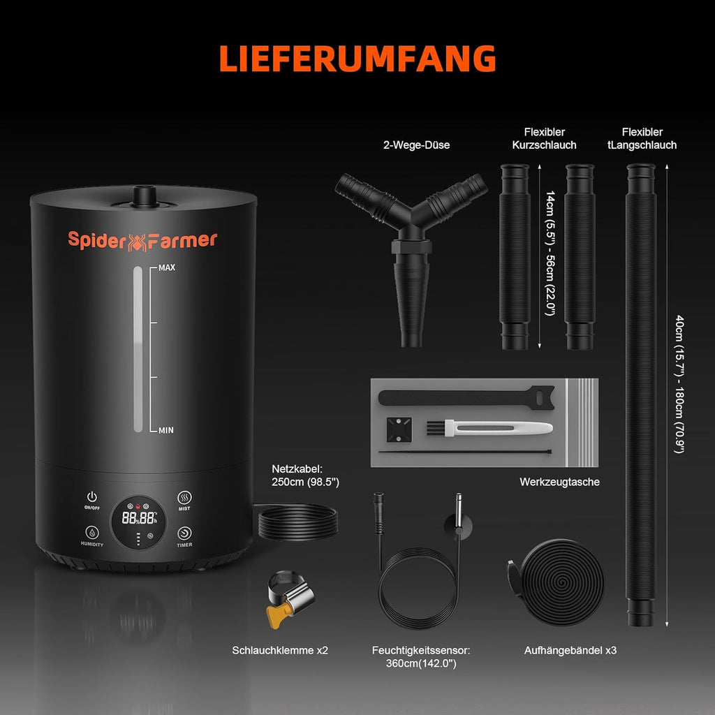 Spider Farmer Luftbefeuchter Zubehör - Feuchtigkeitssensor und Schläuche