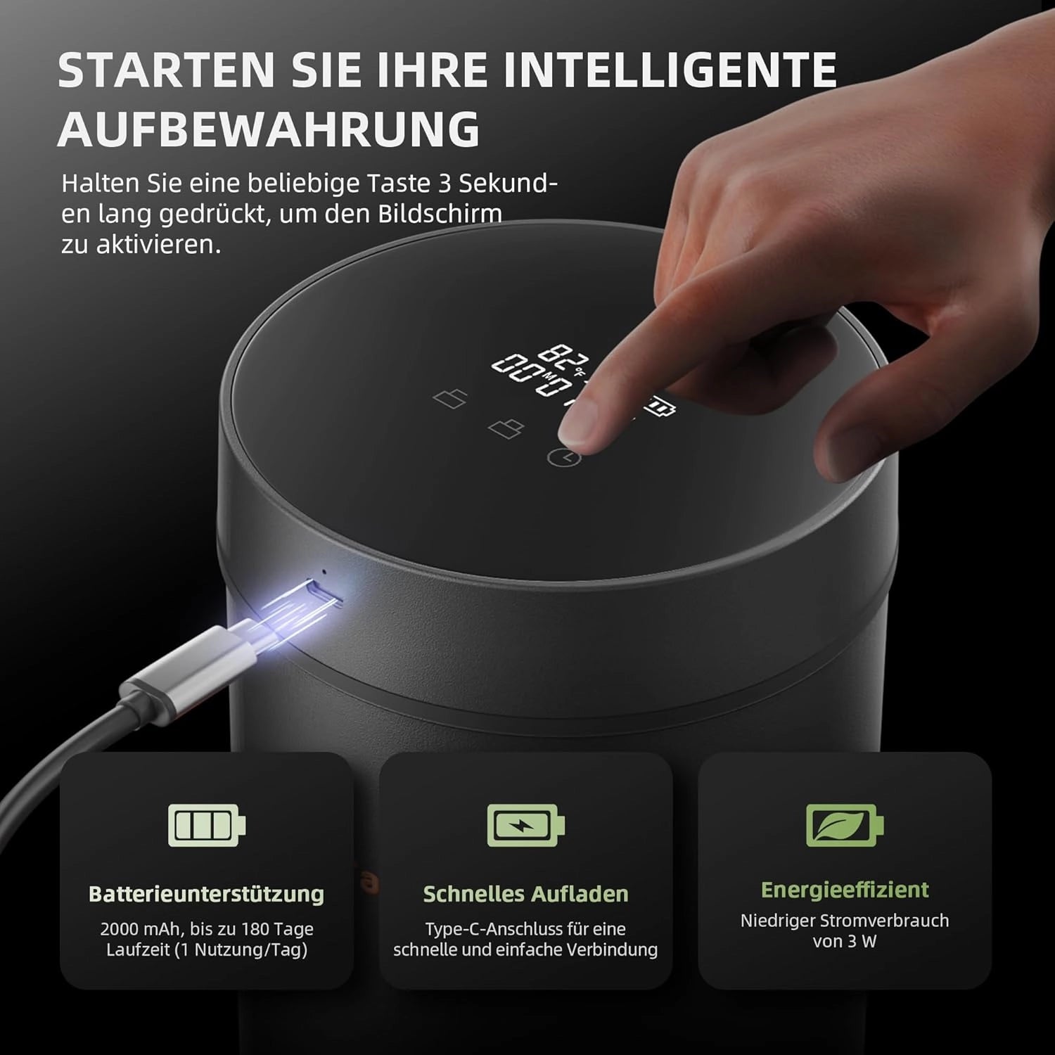 Spider Farmer® 2L Auto-Cure Smart Jar - smarte Gewürz & Kräutermühle - smarte Steuerung für Vakuum