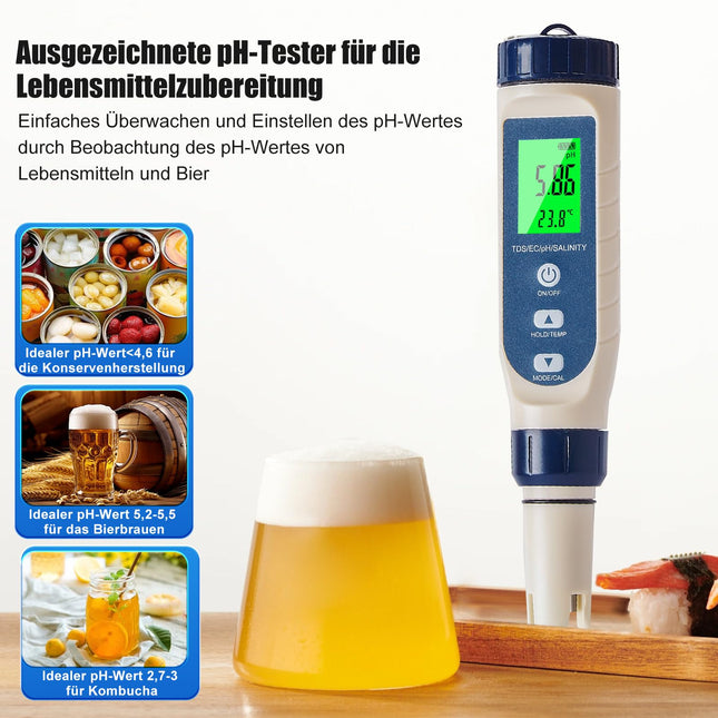 Pious Einsteiger-Multi-Messgerät PH / EC / TDS / Temp