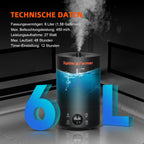 Spider Farmer 6L Luftbefeuchter schwarz - Ultraschall Kaltnebel mit Digitalanzeige