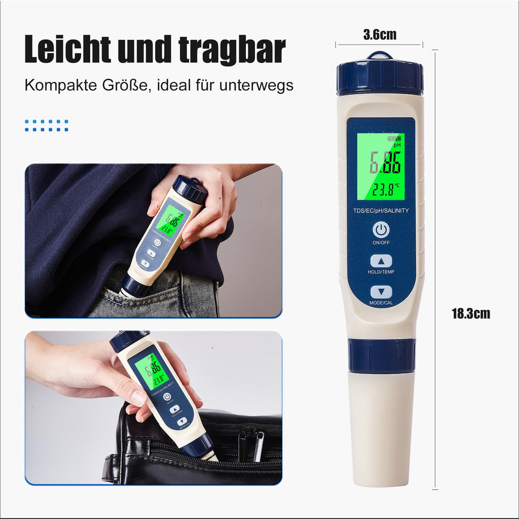 Pious Einsteiger-Multi-Messgerät PH / EC / TDS / Temp