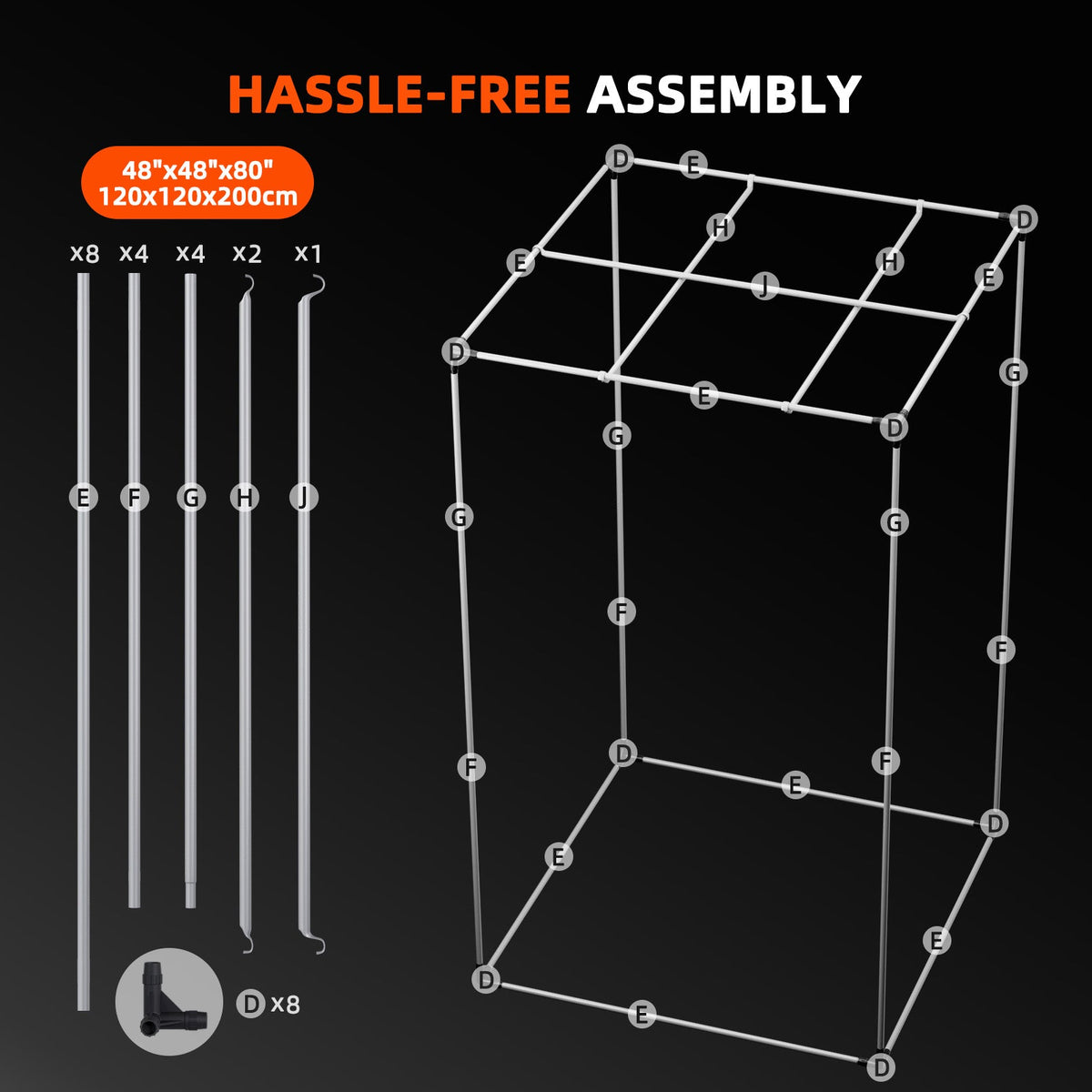 Spider Farmer Growzelt 120 x 120 x 200 cm – Produktansicht