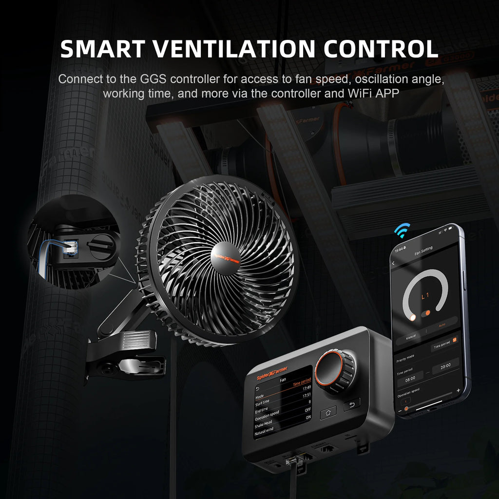 "Spider Farmer App Steuerung für Smart Clip-Ventilator via Bluetooth"