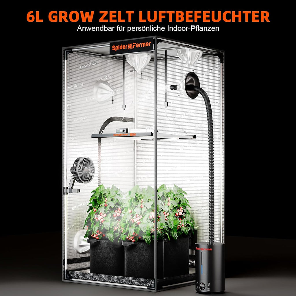 Spider Farmer 6L Luftbefeuchter im Indoor-Zuchtzelt - Optimale Pflanzenfeuchte