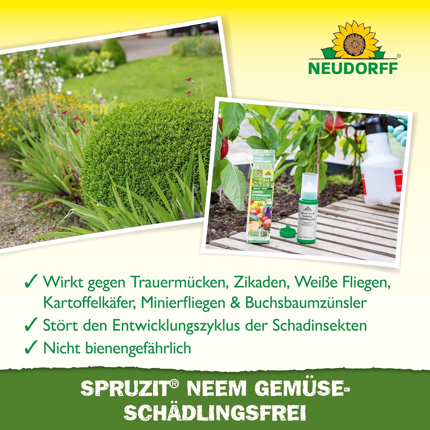 Spruzit NEEM GemüseSchädlingsfrei, 75 ml Wirkung 
