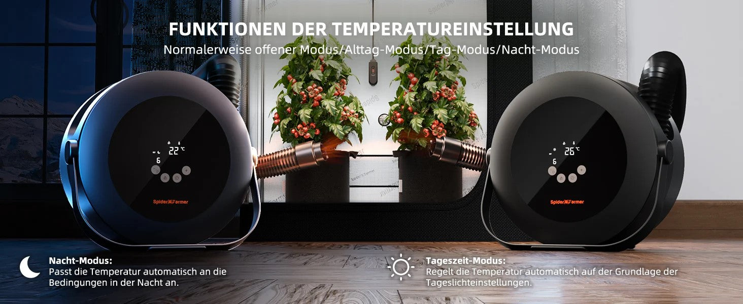 "Tag-Nacht-Automatik Einstellungen in der Spider Farmer App"