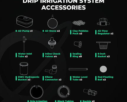 Tropfbewässerungssystem Komponenten für DWC Hydroponik Setup