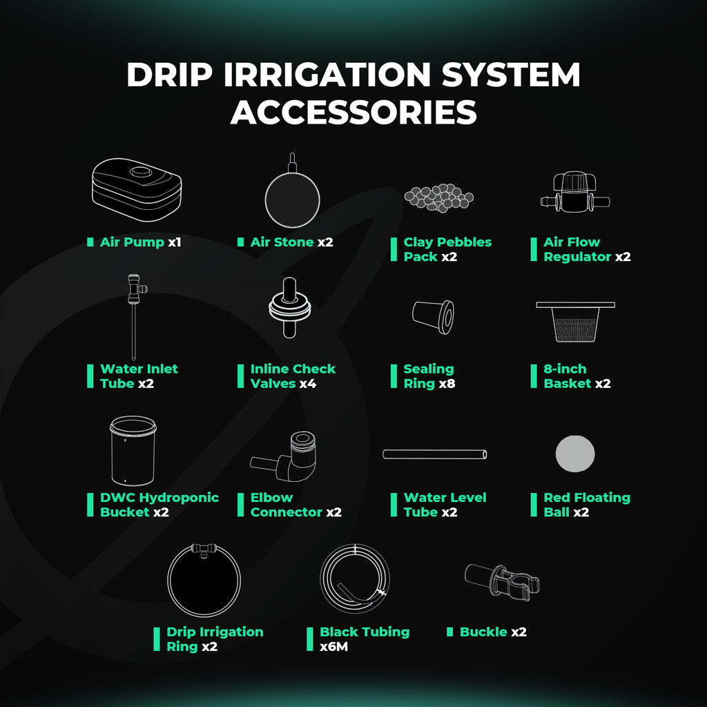 Tropfbewässerungssystem Komponenten für DWC Hydroponik Setup