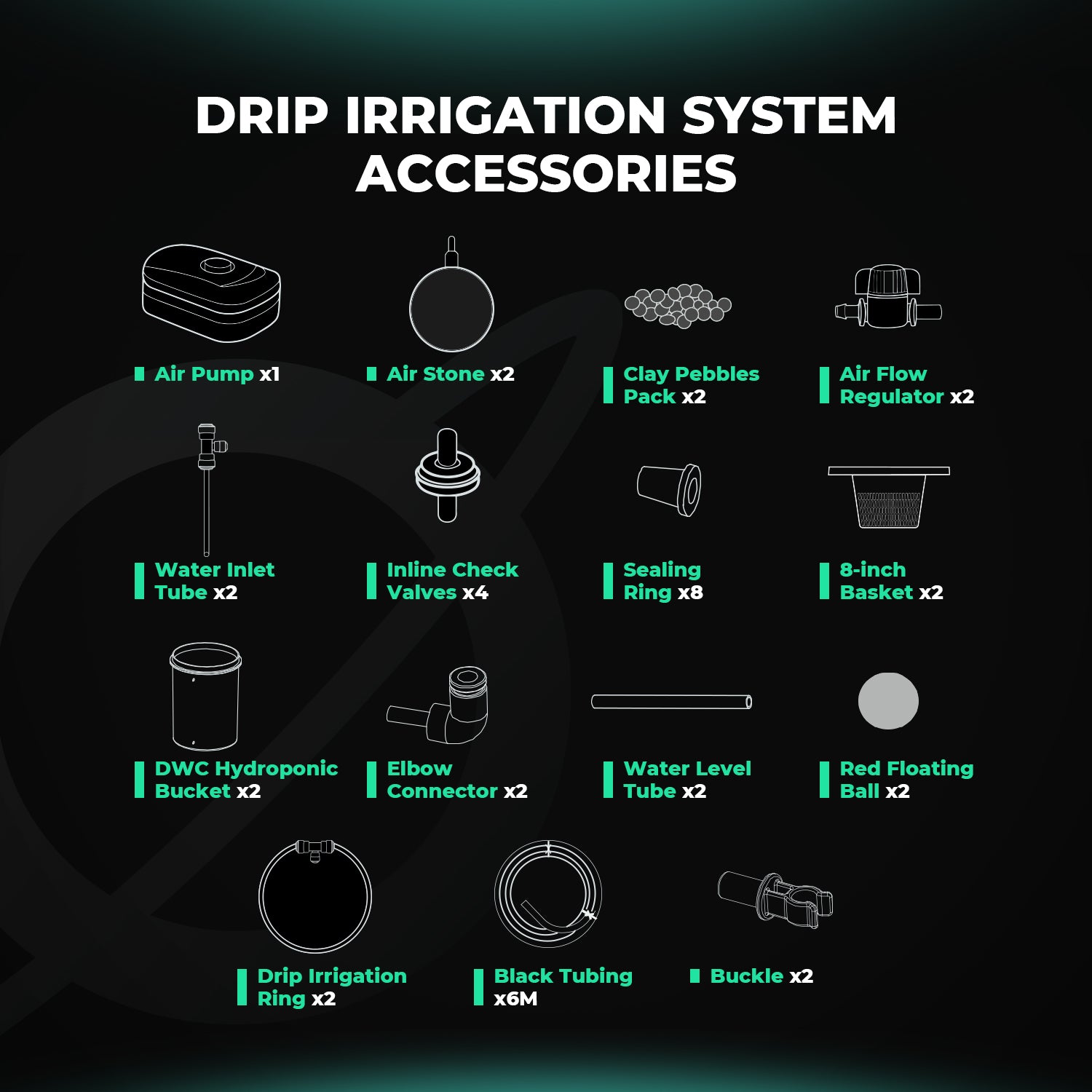Tropfbewässerungssystem Komponenten für DWC Hydroponik Setup