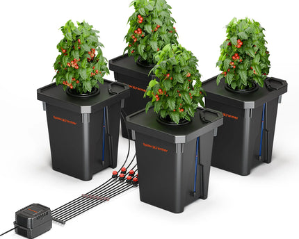 Spider Farmer DWC-Hydroponik System 4x7 Gallonen Komplettset - Professionelle Tiefwasserkultur für 4 Pflanzen