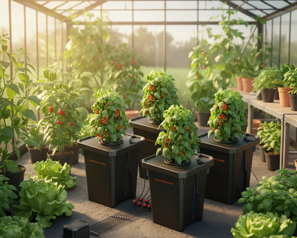 Spider Farmer DWC-Tiefwasserkultur Hydroponik System mit Top-Drip-Kit, 4x7 Gallonen DWC, 4 Eimer