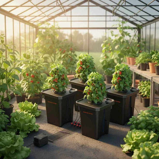 Spider Farmer 4 Töpfe DWC- Hydroponik System mit Top-Drip-Kit