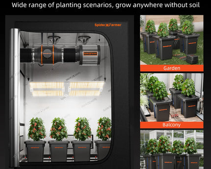Spider Farmer DWC-Tiefwasserkultur Hydroponik System mit Top-Drip-Kit, 4x7 Gallonen DWC, 4 Eimer - organic-design.com