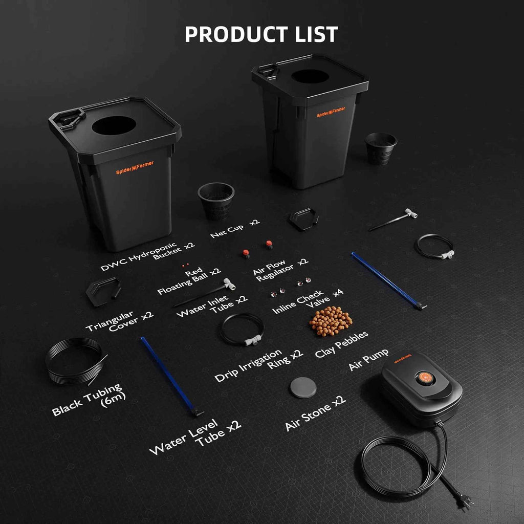 Spider Farmer 2 Töpfe DWC-Hydroponik System mit Top-Drip-Kit