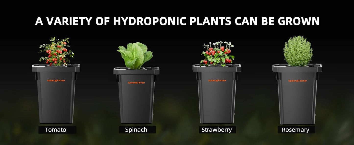 Spider Farmer DWC Deep Water Culture Hydroponic System with Top Drip Kit, 4x7 Gallon DWC, 4 Buckets