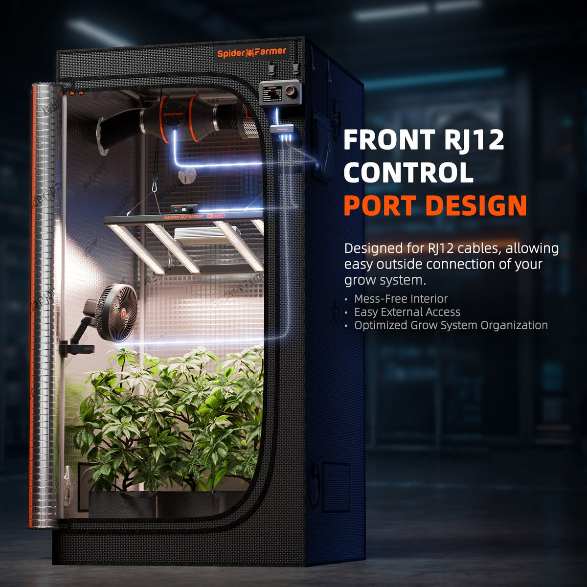 Spider Farmer Growzelt V3 – RJ12-Kabelmanagement