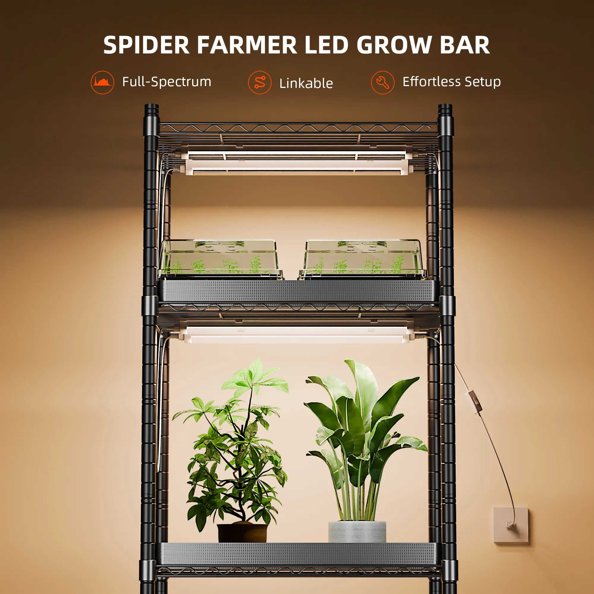 Spider Farmer 200W - 8 Stück Dimmbare Vollspektrum-LED-Pflanzenlichtleiste für Pflanzenregal
