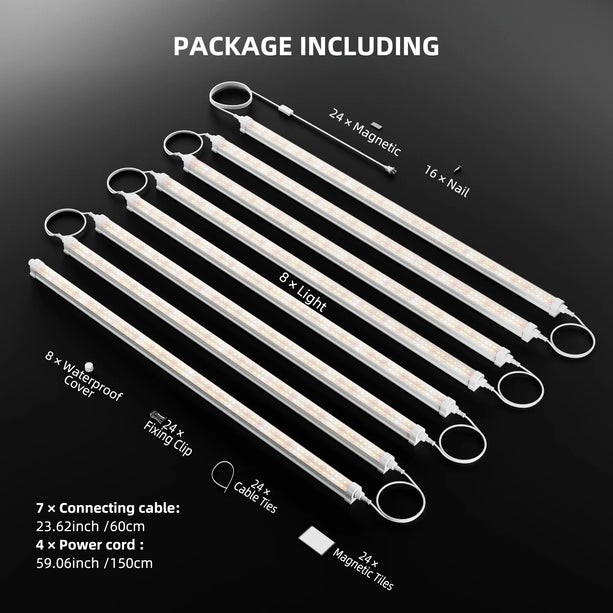 Spider Farmer 200W - 8 Stück Dimmbare Vollspektrum-LED-Pflanzenlichtleiste