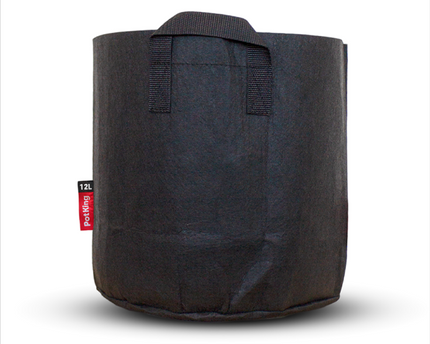 PotKing Grow-Bag Stofftöpfe 12 Liter - 5er Pack schwarze Pflanztöpfe aus atmungsaktivem Vliesstoff für gesundes Wurzelwachstum