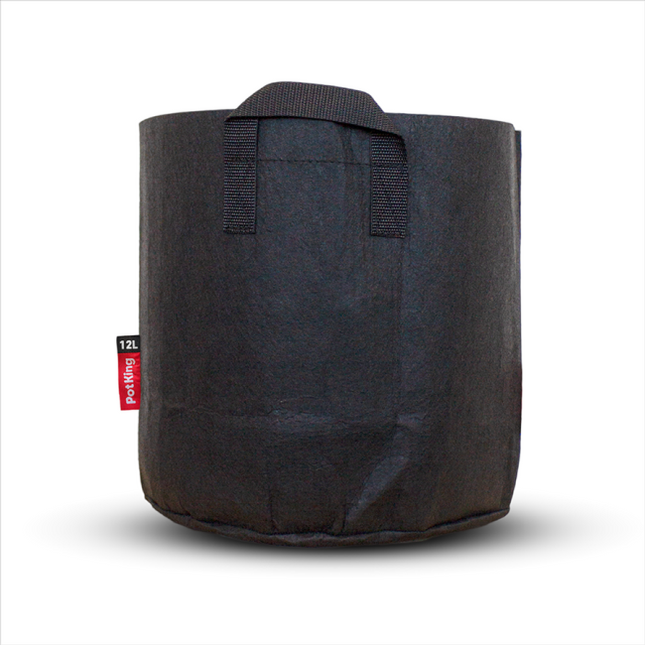 PotKing Grow-Bag Stofftöpfe 12 Liter - 5er Pack schwarze Pflanztöpfe aus atmungsaktivem Vliesstoff für gesundes Wurzelwachstum