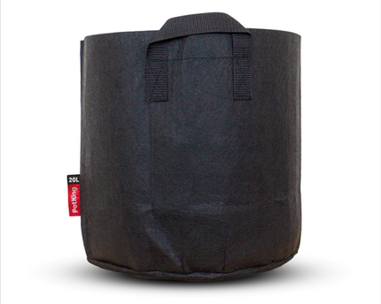 PotKing Grow-Bag Stofftöpfe 20 Liter - 5er Pack schwarze Pflanztöpfe aus atmungsaktivem Vliesstoff für große Pflanzen und maximales Wurzelwachstum