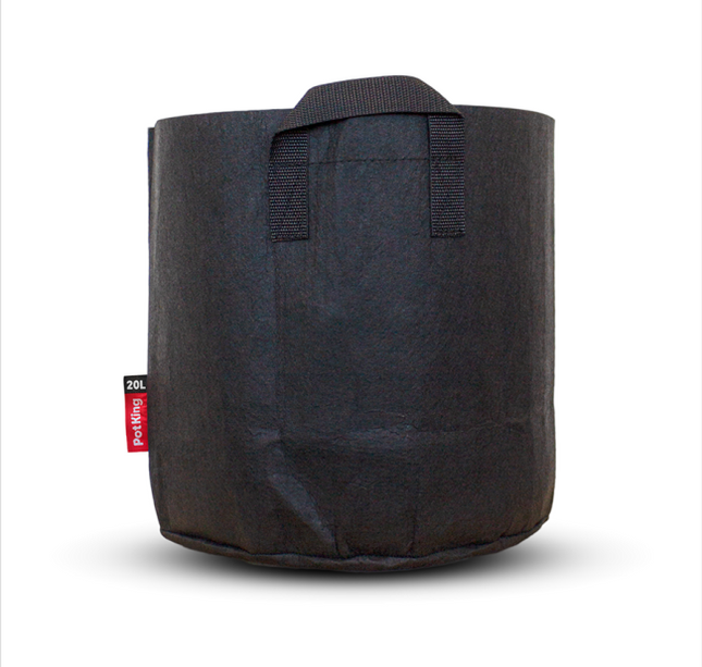 PotKing Grow-Bag Stofftöpfe 20 Liter - 5er Pack schwarze Pflanztöpfe aus atmungsaktivem Vliesstoff für große Pflanzen und maximales Wurzelwachstum