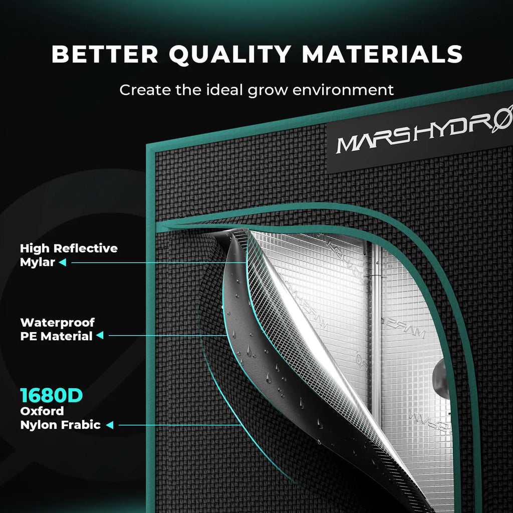 Mars Hydro 1680D Grow Zelt – reißfestes Oxford-Gewebe für Indoor Pflanzenanzucht