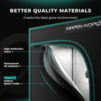 Mars Hydro 1680D Grow Zelt – reißfestes Oxford-Gewebe für Indoor Pflanzenanzucht