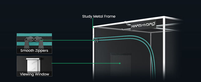 Mars Hydro 120x60x180cm Profi-Growzelt mit verstärktem Rahmen und optimierten Belüftungsöffnungen