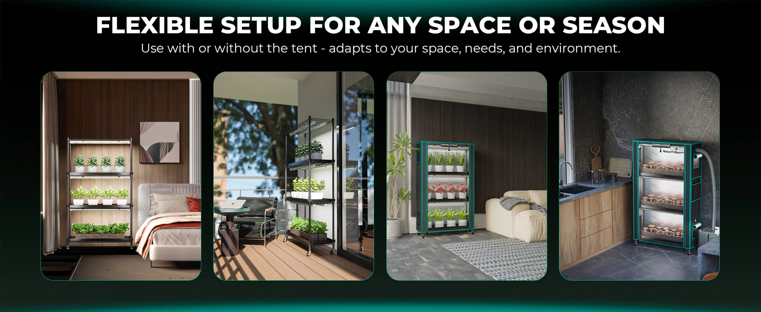 Mars Hydro 6 -Tier-Pflanzenregal mit 250-W-LED-Wachstumslichtern vielseitig einsetzbar