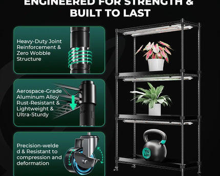 Mars Hydro 4-stufiges Indoor Pflanzenregal mit 54W LED Vollspektrum Pflanzenlampen
