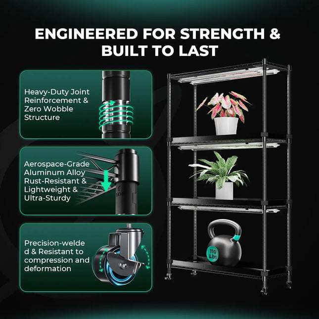 Mars Hydro 4-stufiges Indoor Pflanzenregal mit 54W LED Vollspektrum Pflanzenlampen