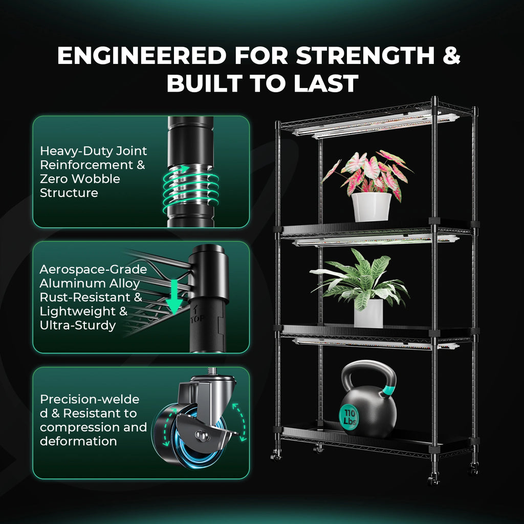 Mars Hydro 6 -Tier-Pflanzenregal mit 250-W-LED-Wachstumslichtern Stabilität