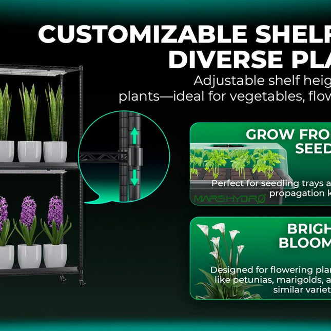 Mars Hydro 6 -Tier-Pflanzenregal mit 250-W-LED-Wachstumslichtern modulare Etagen