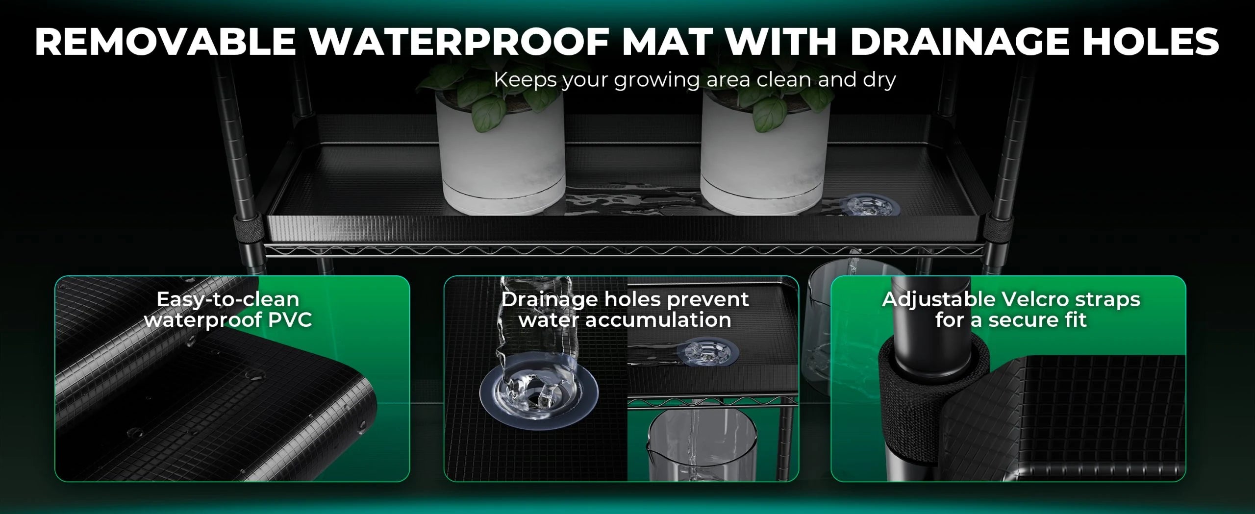 Mars Hydro 6 -Tier-Pflanzenregal mit 250-W-LED-Wachstumslichtern mit wasserdichten Untersetzern