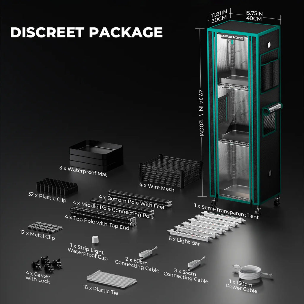 Mars Hydro 4-stufiges Indoor Pflanzenregal mit 54W LED Vollspektrum Pflanzenlampen