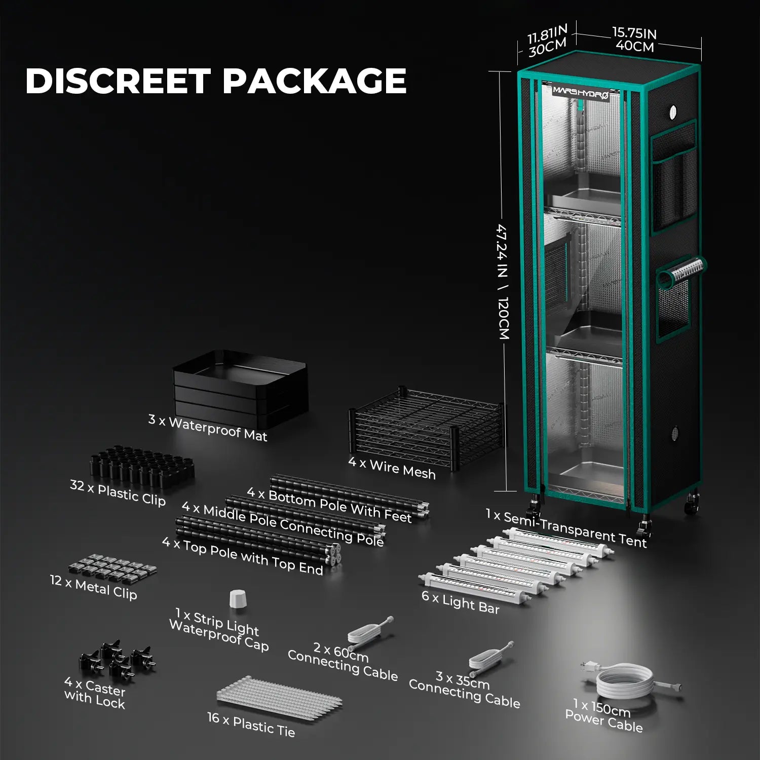 Mars Hydro 4-stufiges Indoor Pflanzenregal mit 54W LED Vollspektrum Pflanzenlampen